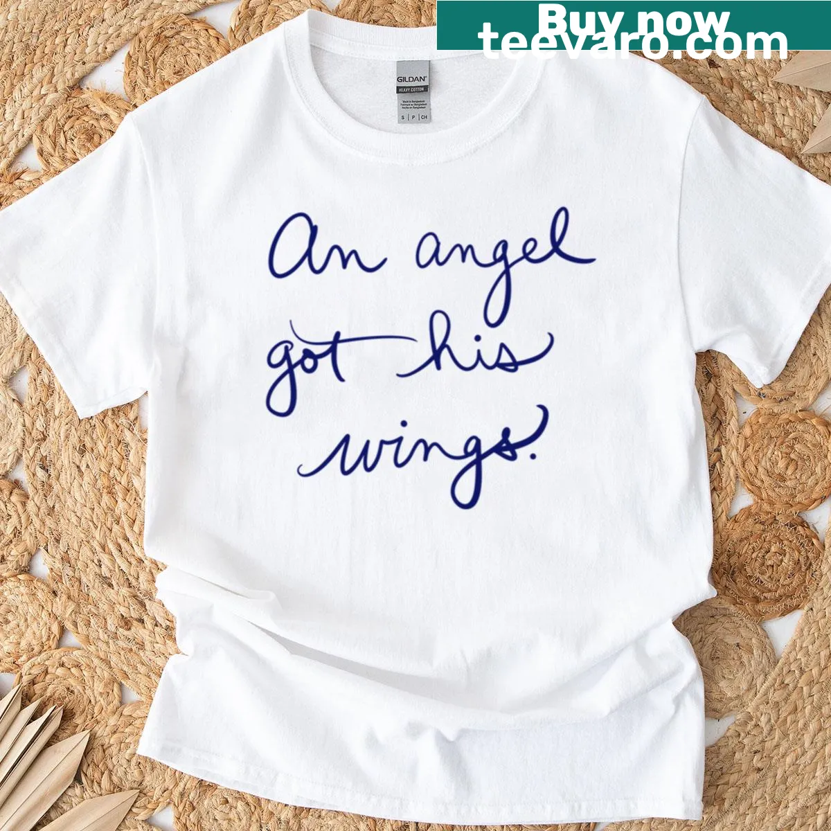 Heartfelt graphic 'An Angel Got His Wings' on a t-shirt — on a men's t-shirt