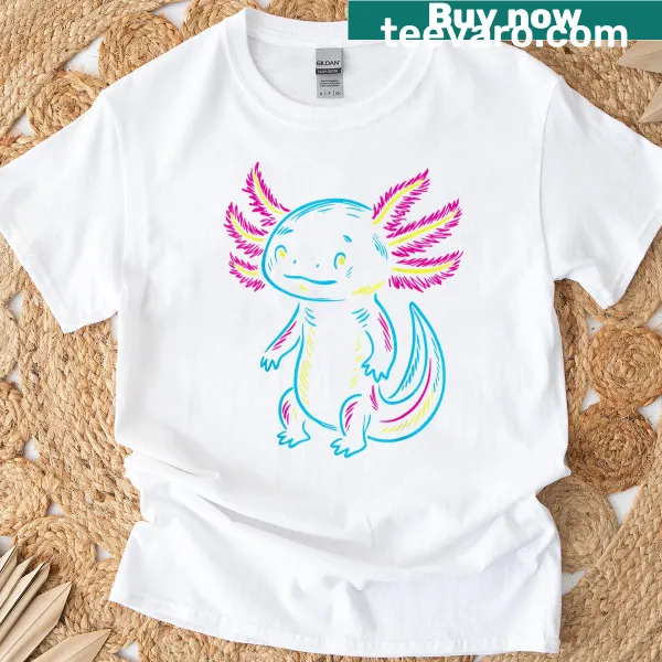 Cute cartoon axolotl graphic T-shirt