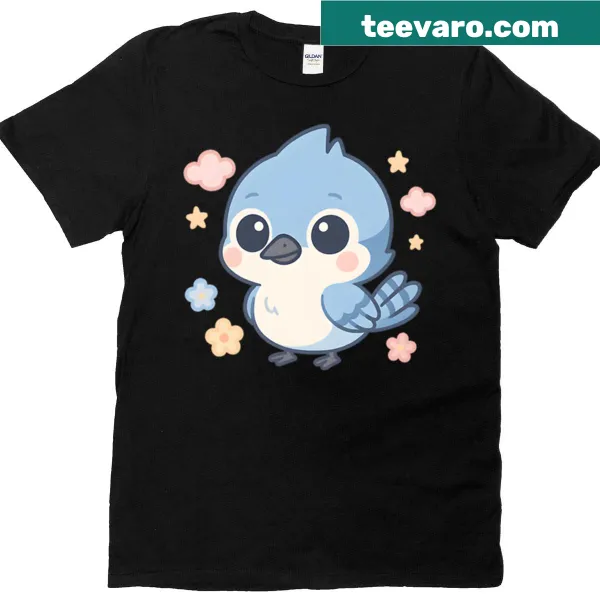 Cute cartoon baby blue jay illustration t-shirt for kids