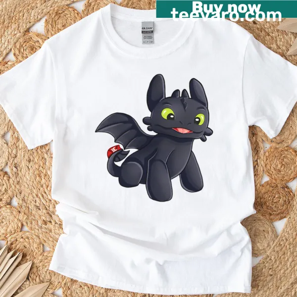 Cute illustration of a baby dragon on a t-shirt.