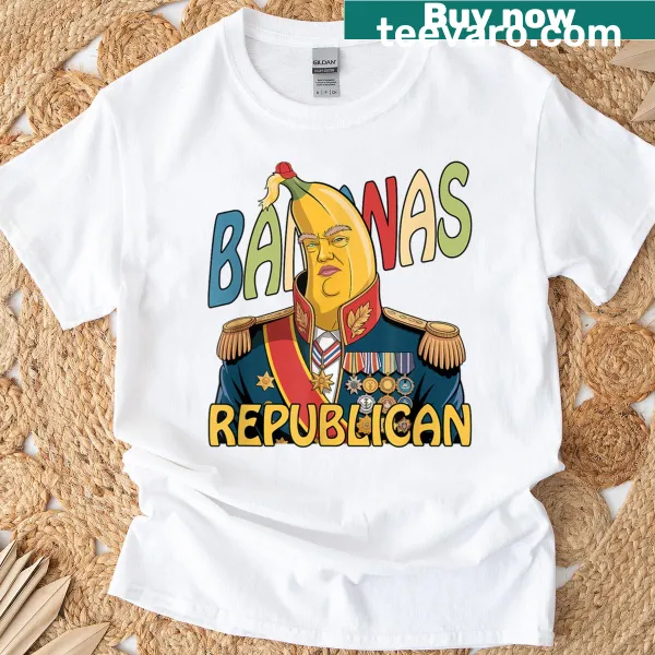 Humorous t-shirt with a banana graphic and political saying.