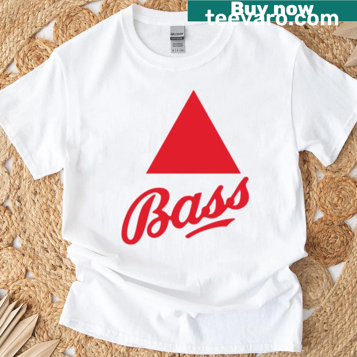 Typographic Bass Beer Music Life graphic t-shirt — on a men's t-shirt