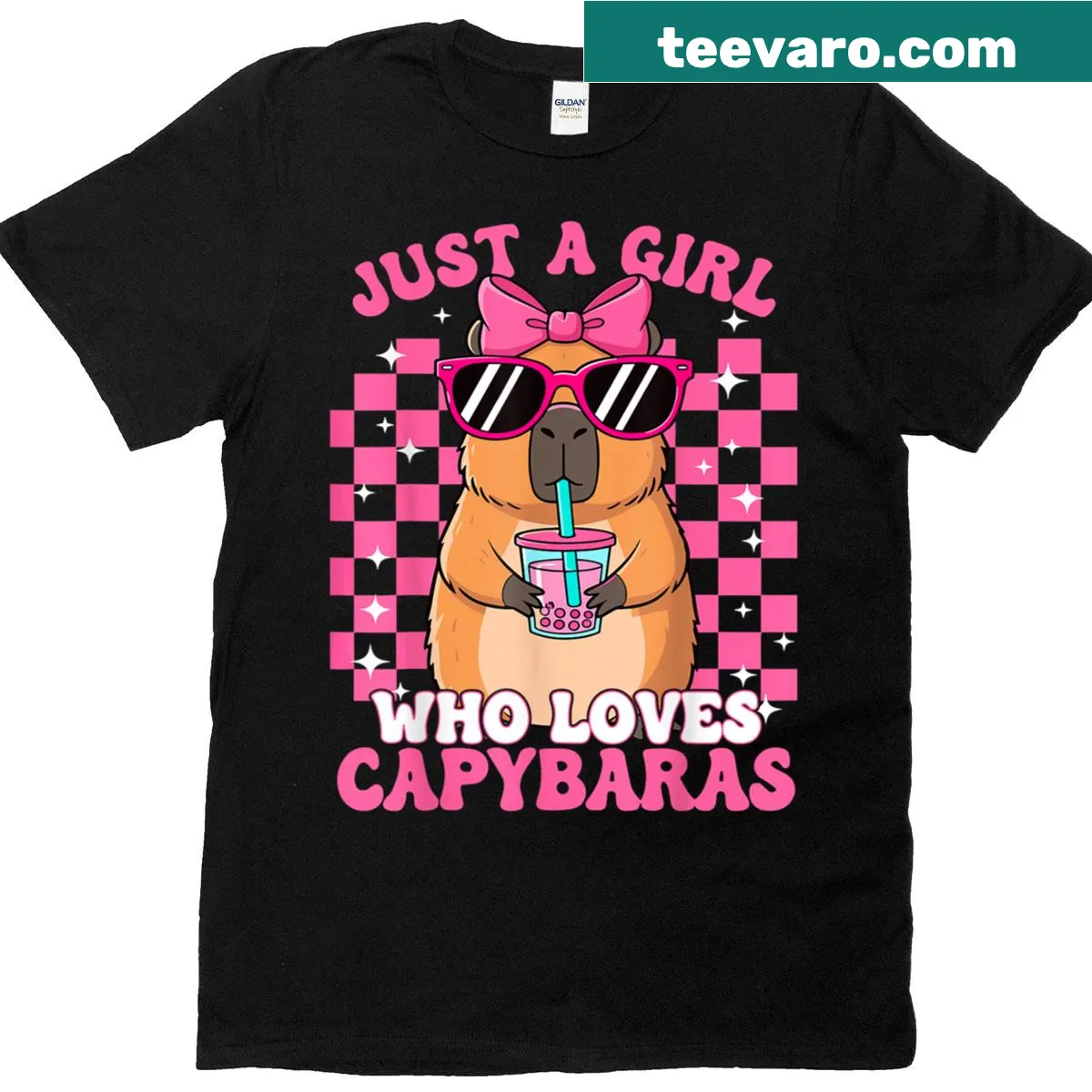 Cute shirt saying 'Just A Girl Who Loves Capybaras' with an illustration. — on a men's t-shirt