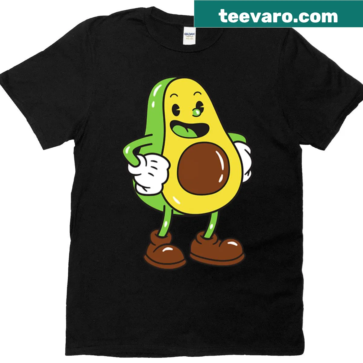 Cartoon avocado graphic on a premium T-shirt — on a men's t-shirt