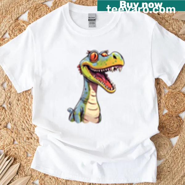Cartoon dinosaur t-shirt with playful dinosaur graphics