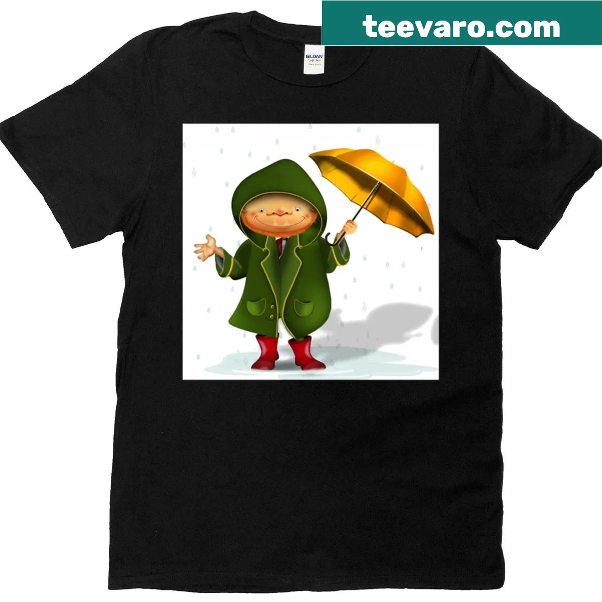 Oversized T-shirt with a cartoon umbrella character — on a men's t-shirt