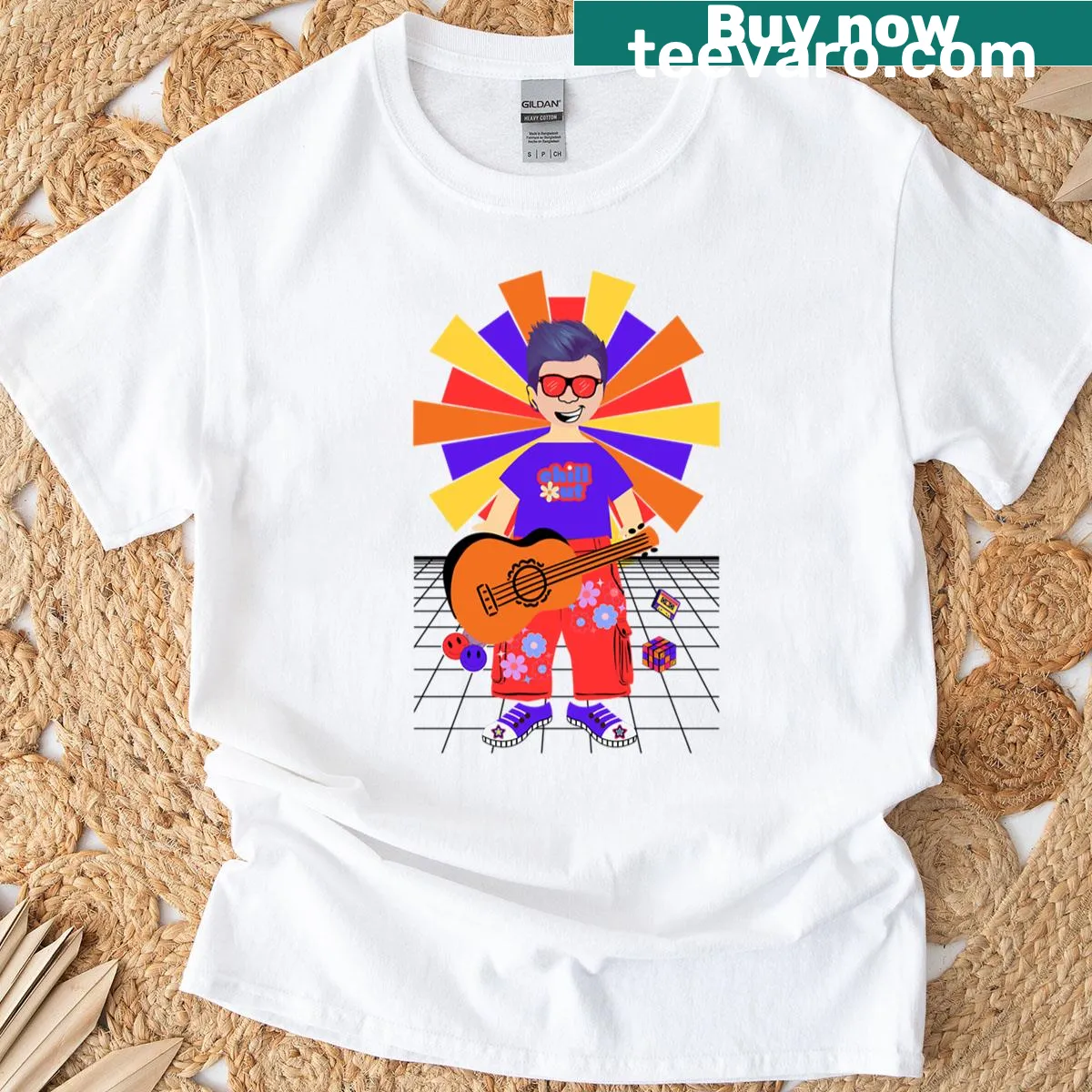 Retro T-shirt featuring the Cartoon Ritzoo character. — on a men's t-shirt