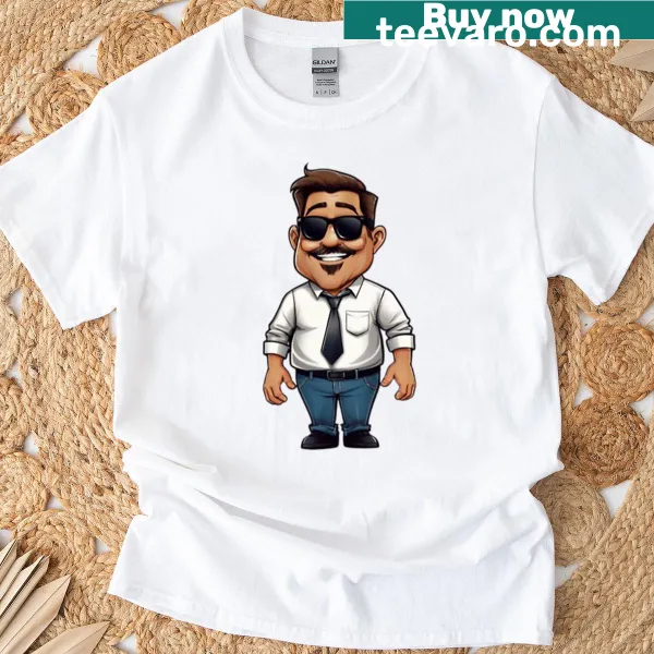 T-shirt with various cartoon sticker designs
