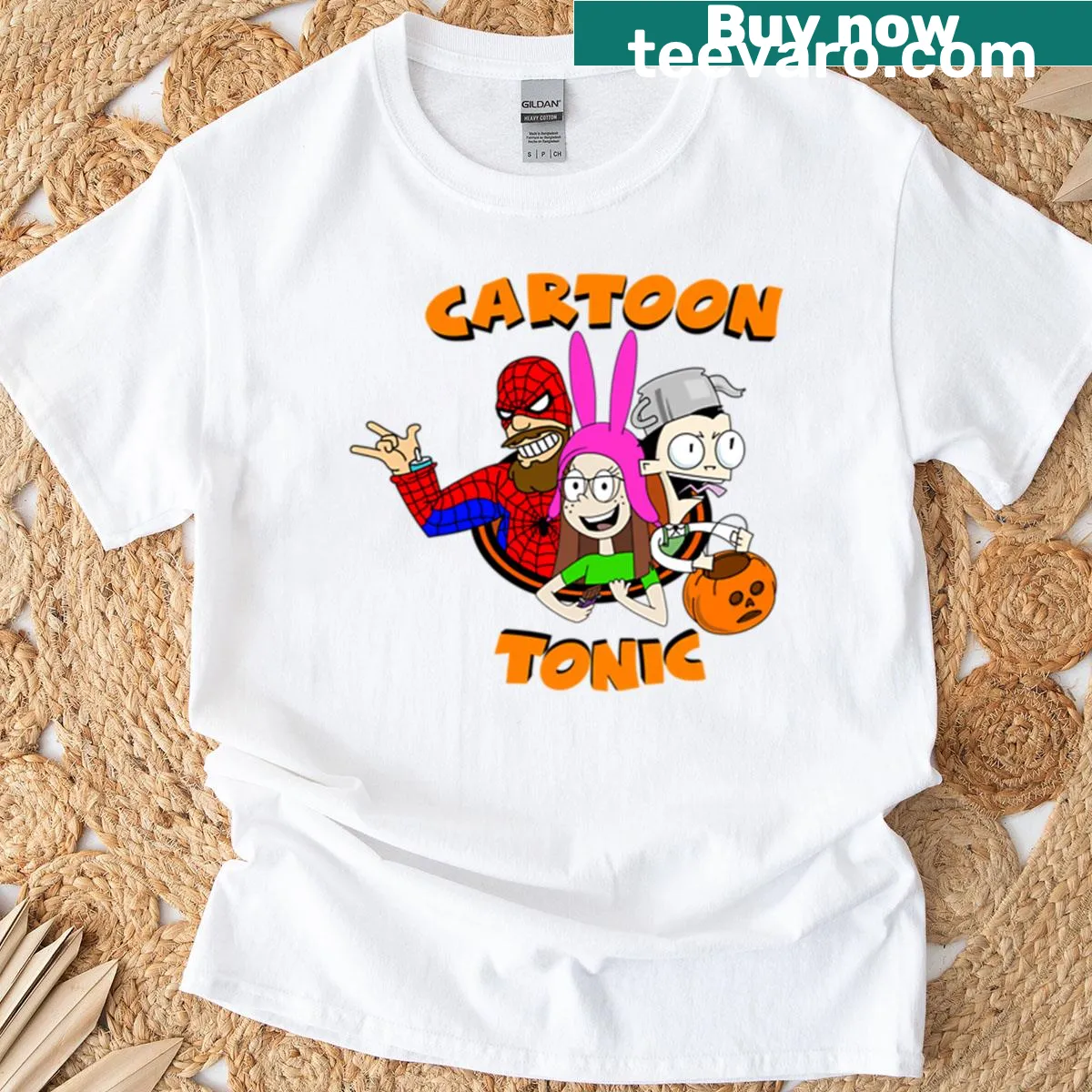 Halloween-themed Cartoon Tonic Season 2 logo t-shirt. — on a men's t-shirt
