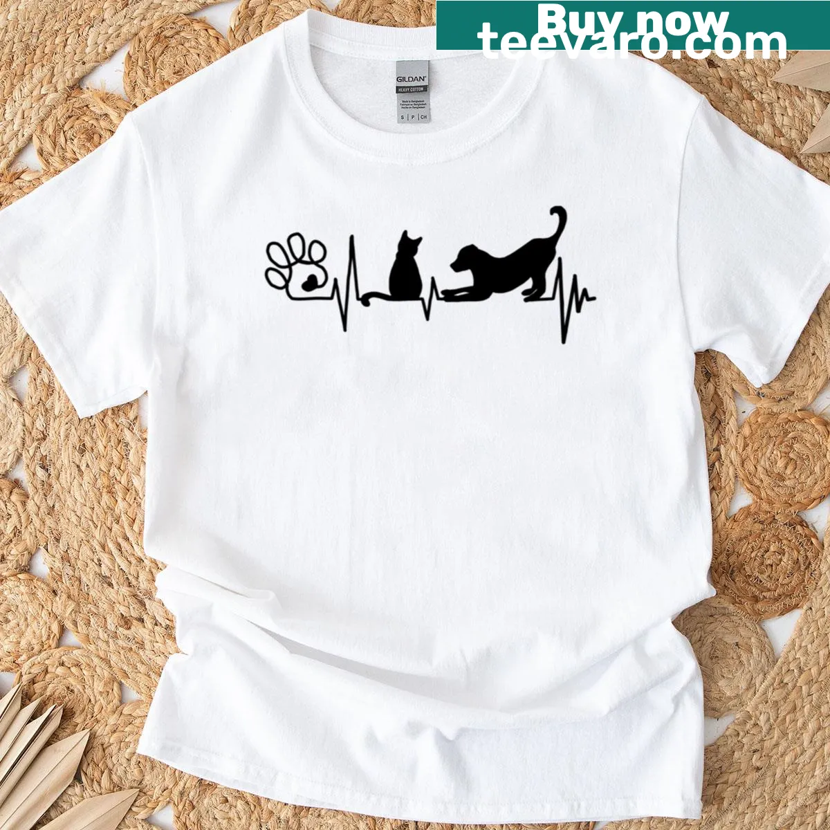 Valentine's Day graphic T-shirt for cat and dog lovers — on a men's t-shirt