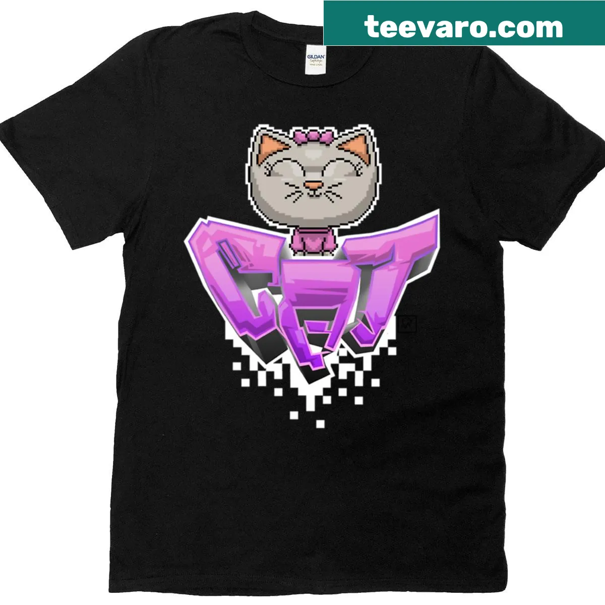 Graffiti-style design featuring playful cat illustrations — on a men's t-shirt