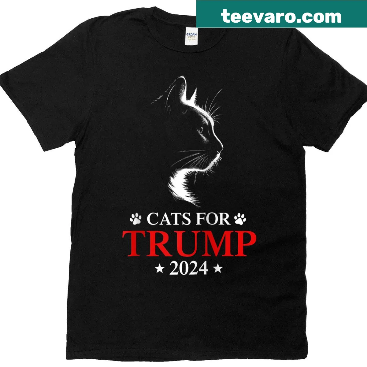 Cats for Trump slogan with cat graphics on a baseball tee — on a men's t-shirt