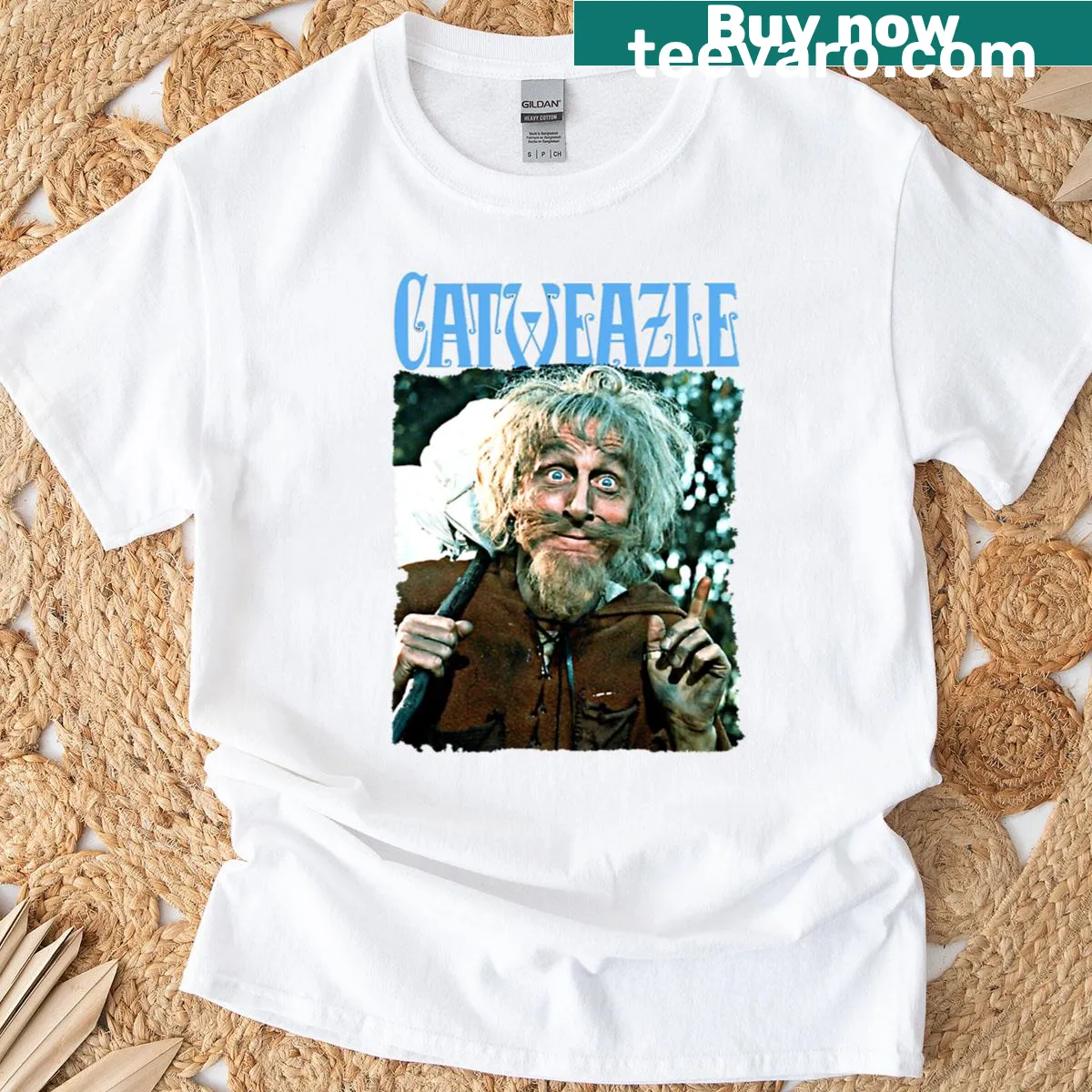 Transparent t-shirt featuring Catweazle design. — on a men's t-shirt
