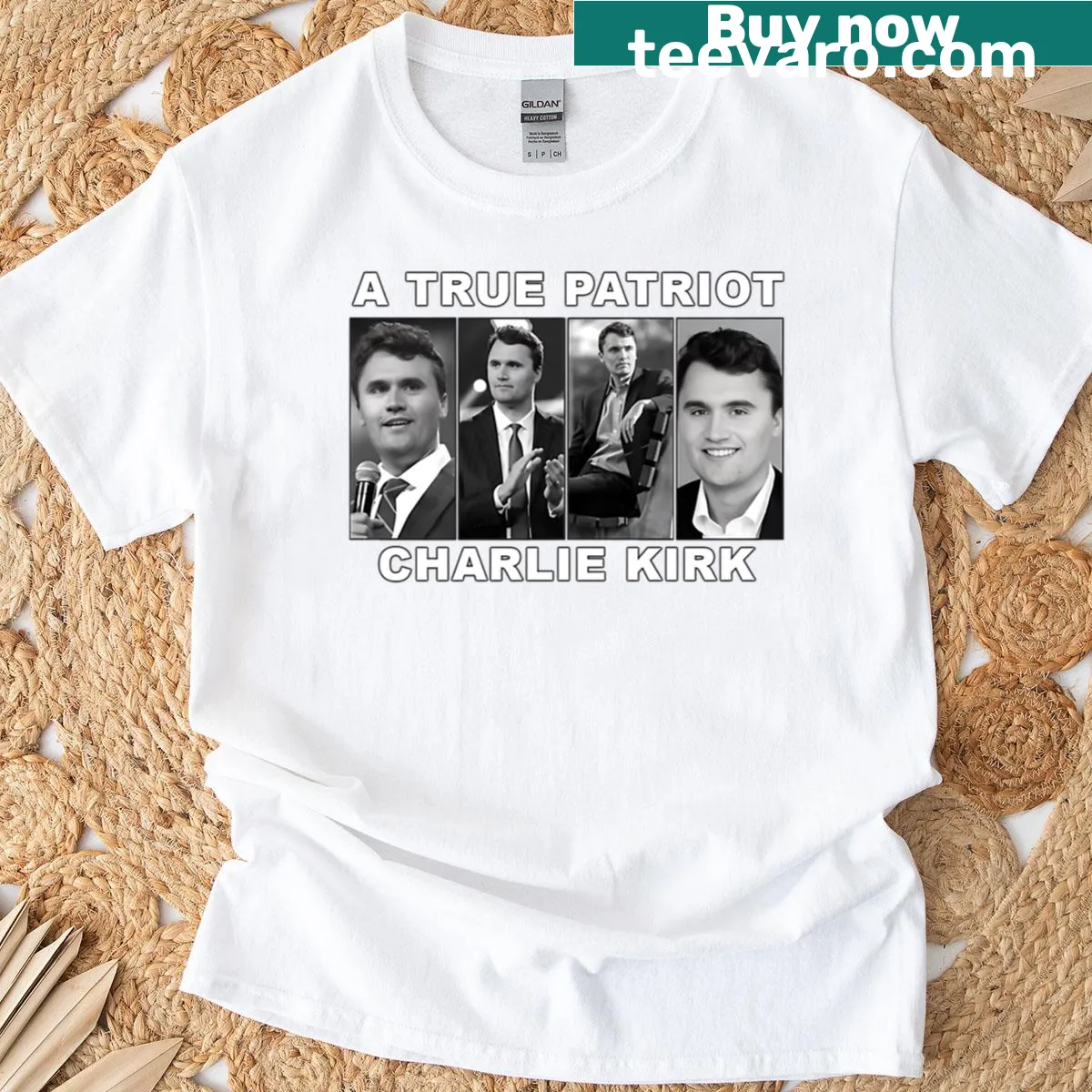 Shirt with the phrase 'Justice For Charlie Kirk' in bold text — on a men's t-shirt