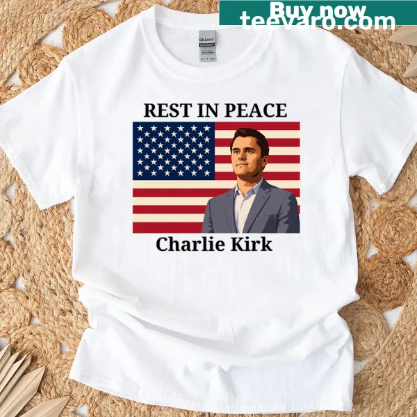 Sarcastic t-shirt with 'Rip Charlie Kirk' text
