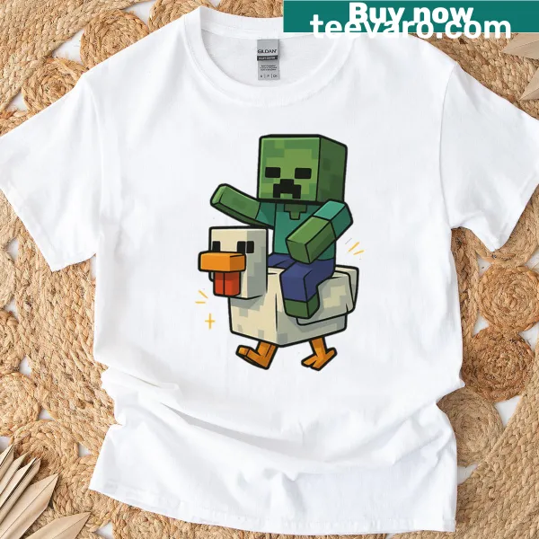 Cartoon Chicken Jockey T-shirt with playful graphic