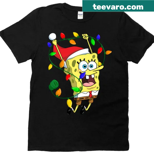 Festive Christmas-themed Spongebob graphic on a shirt