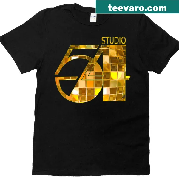 Disco 54 music party themed graphic on a T-shirt