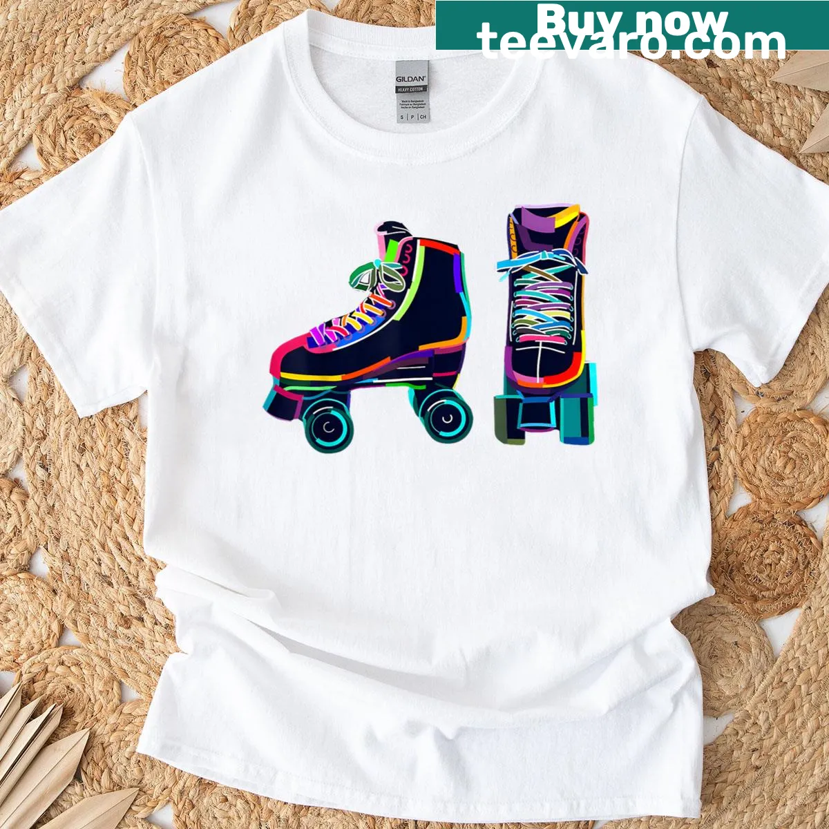 Novelty shirt featuring a playful roller skate graphic — on a men's t-shirt