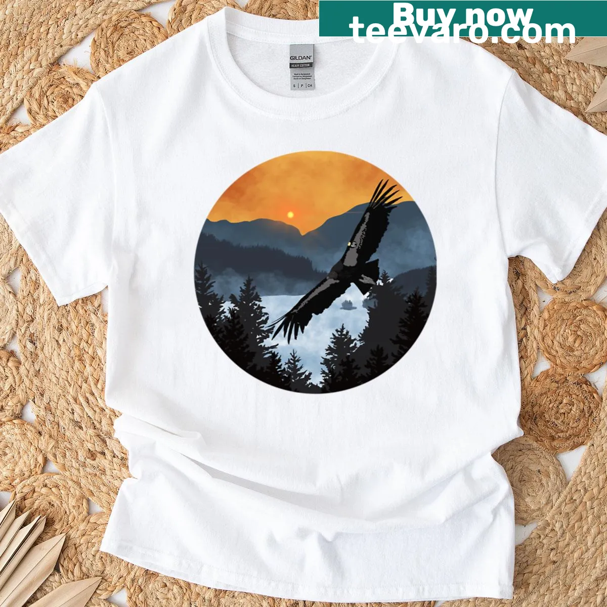 Minimalist silhouette shirt representing Condor 1194 B4 — on a men's t-shirt