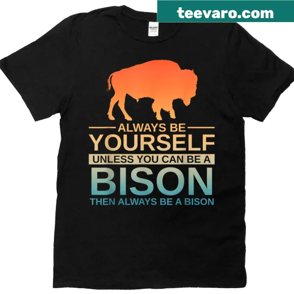 T-shirt featuring a detailed bison illustration