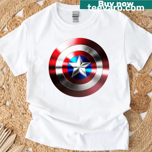 Graphic T-shirt featuring Captain America's shield