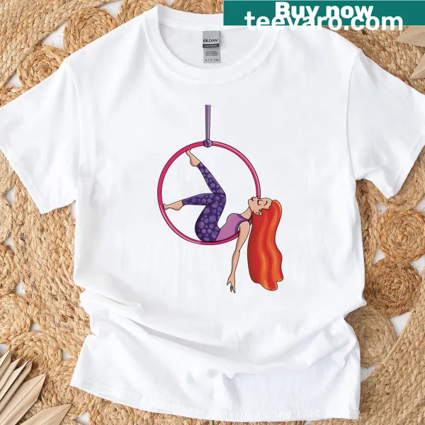 Whimsical shirt with an acrobat and the moon illustration