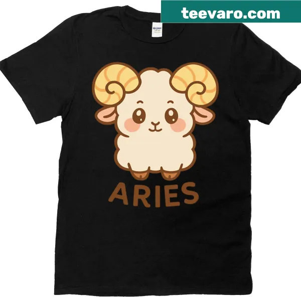 Cute T-shirt with an illustration of an Aries zodiac ram