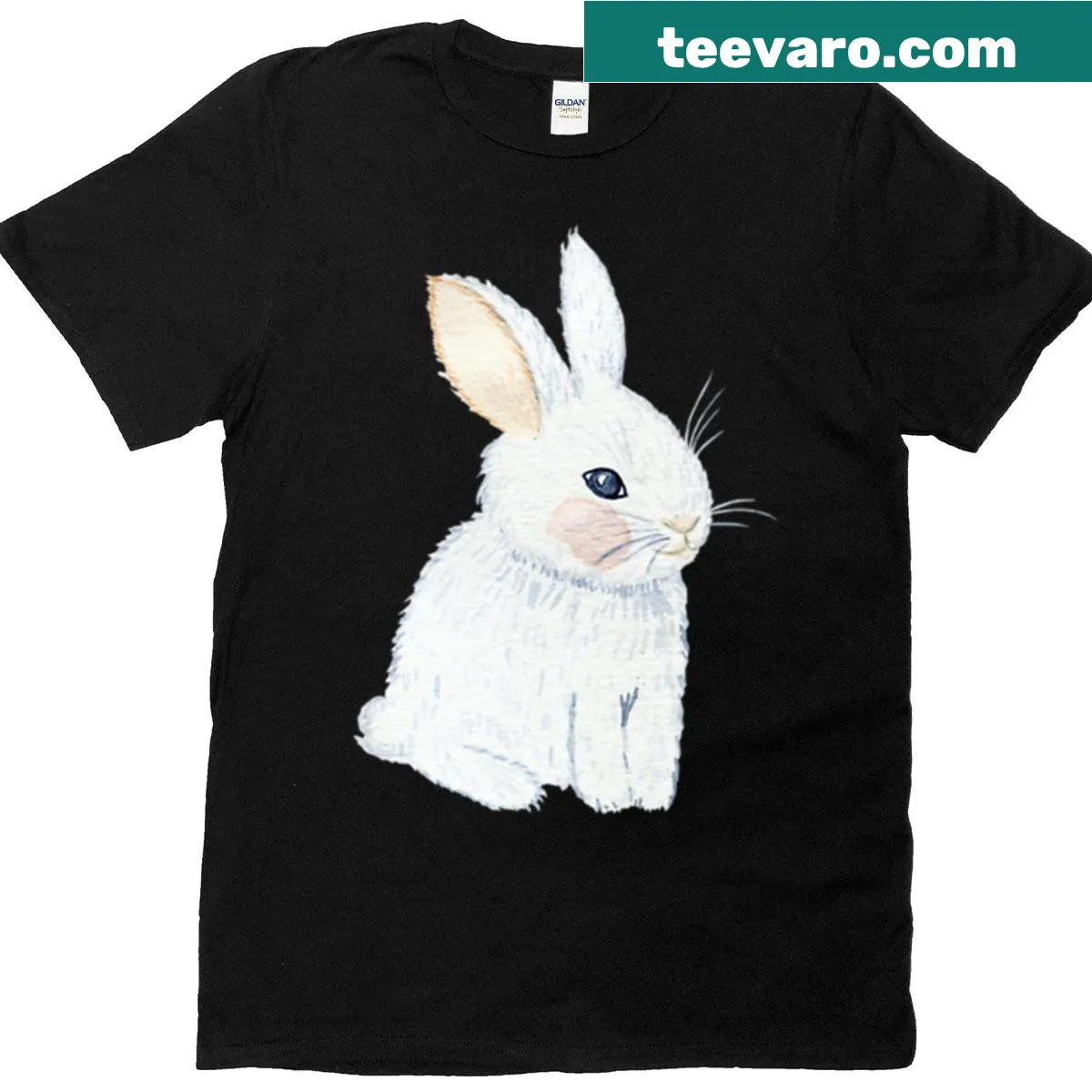 Cute cartoon rabbit t-shirt with playful illustration — on a men's t-shirt