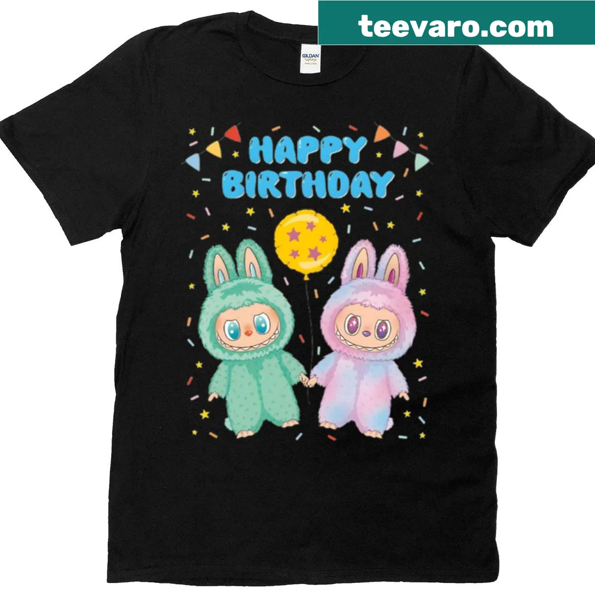Kawaii birthday monsters illustration on a t-shirt — on a men's t-shirt