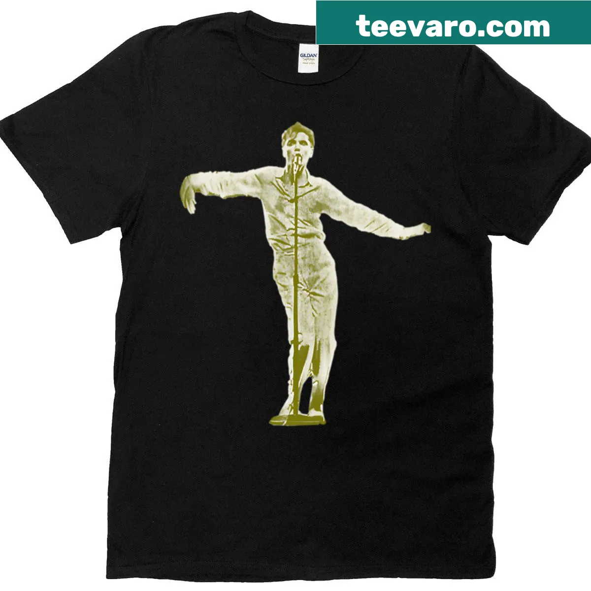 Graphic tribute to David Byrne from 1984 on a t-shirt — on a men's t-shirt