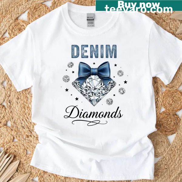 Western graphic t-shirt with denim and diamond motifs