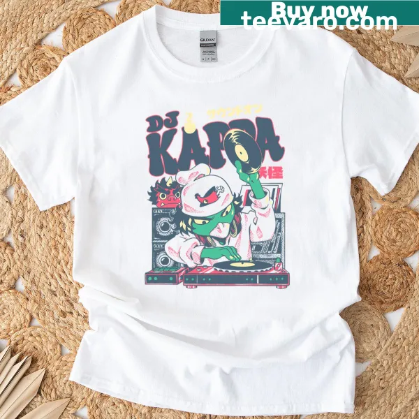 Oversized t-shirt featuring DJ Kappa design with playful music theme