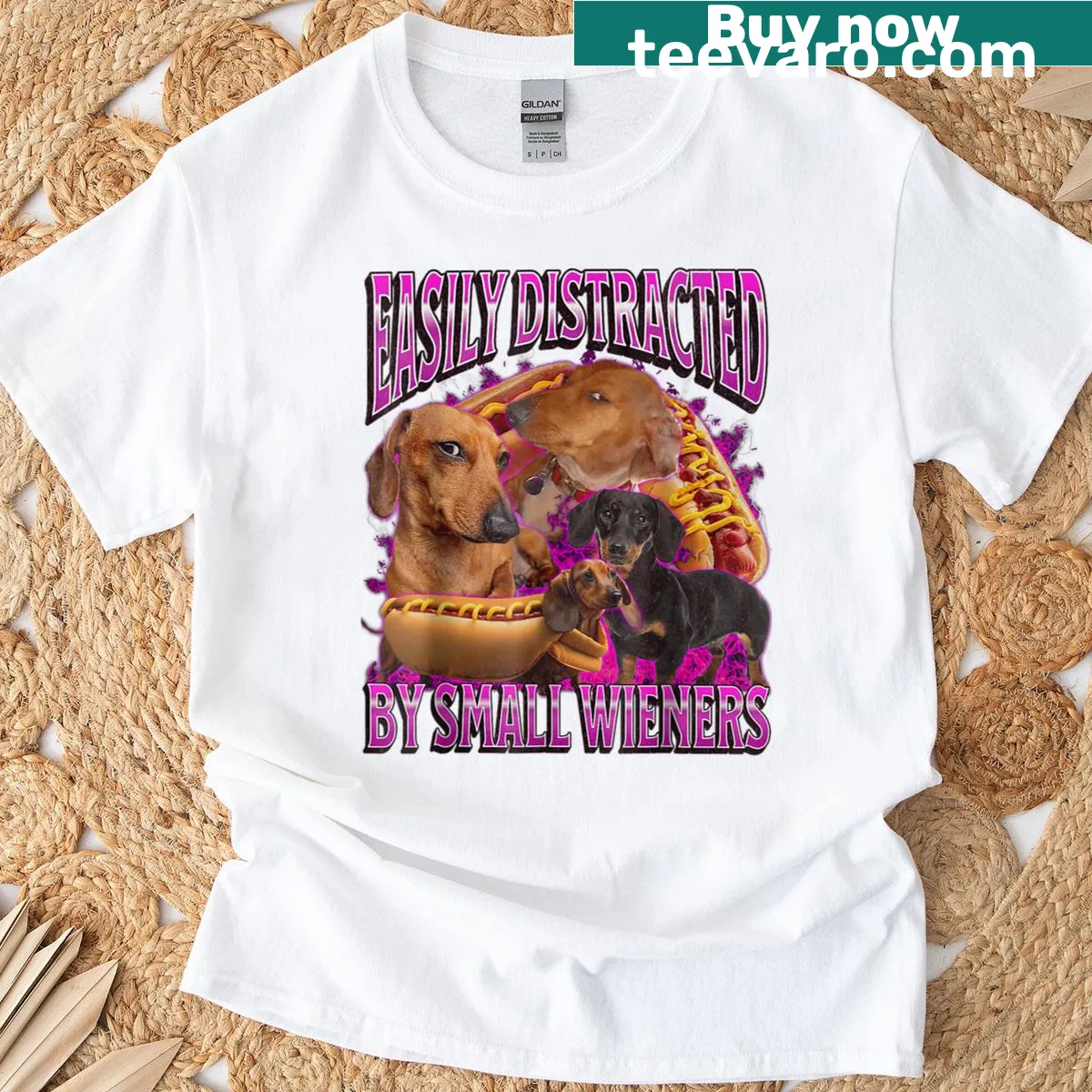 Funny Dachshund-themed T-shirt with playful text — on a men's t-shirt