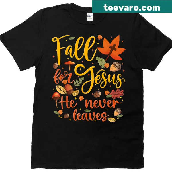 Heartwarming autumn-themed faith T-shirt with inspirational text.