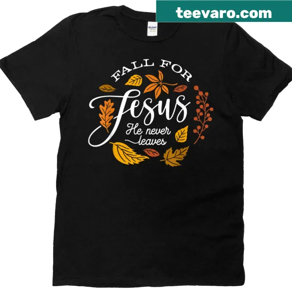 Inspirational autumn-themed Christian T-shirt with a faith message
