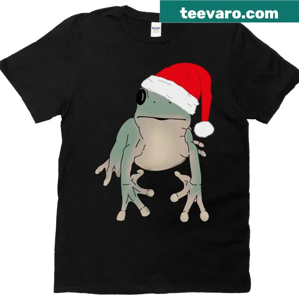 Cute festive frog illustration on a T-shirt