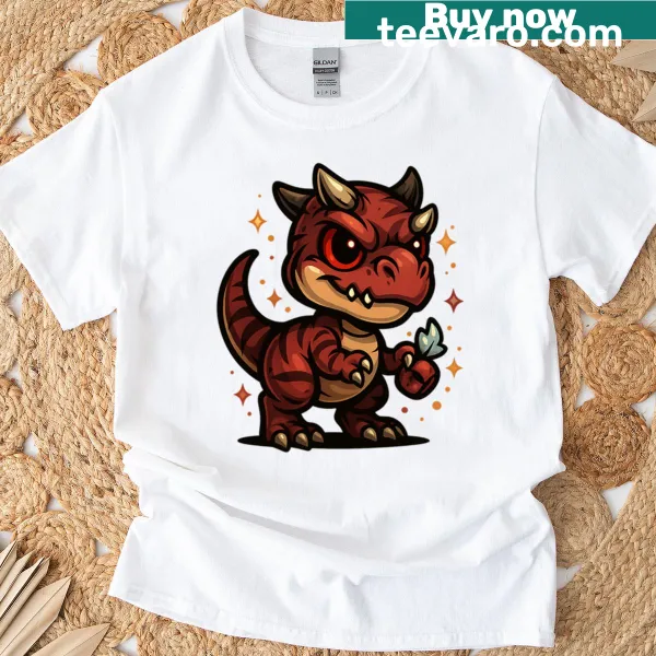 Playful dinosaur design on Fierce And Tender t-shirt