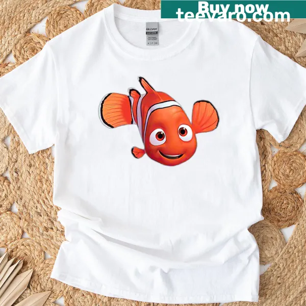 Cute Finding Nemo fish illustration on a children's t-shirt
