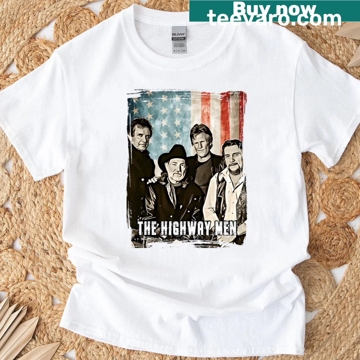 35th anniversary T-shirt for Flag The Road Bandits band — on a men's t-shirt