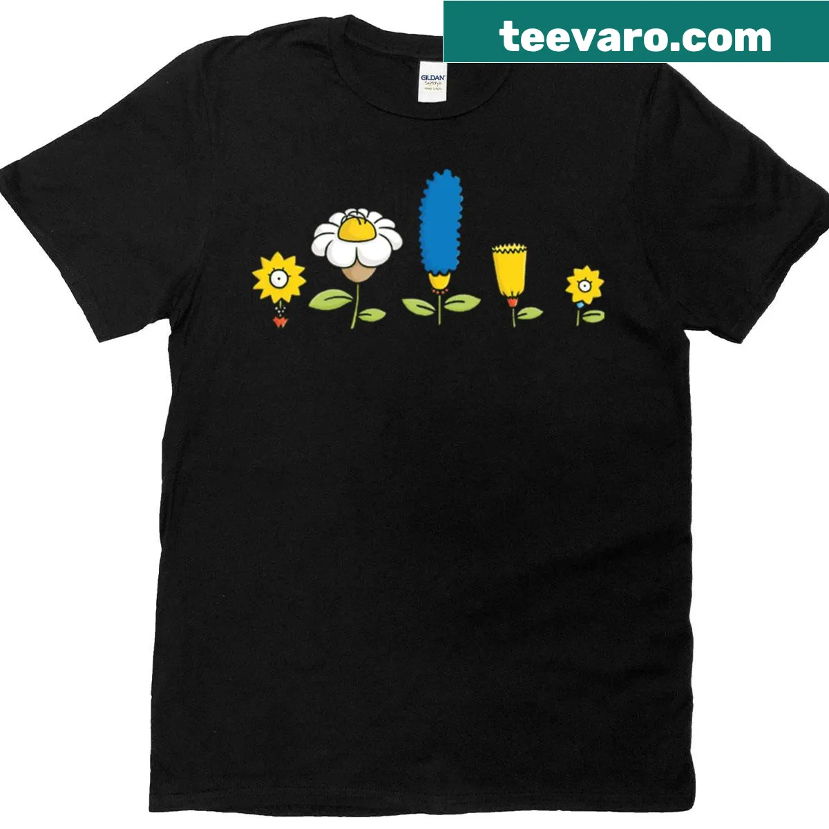 Cartoon characters from Springfield in a fun design on a T-shirt — on a men's t-shirt