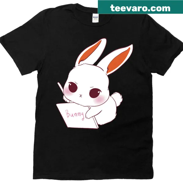 Cute illustration of a focused drawing bunny on t-shirt
