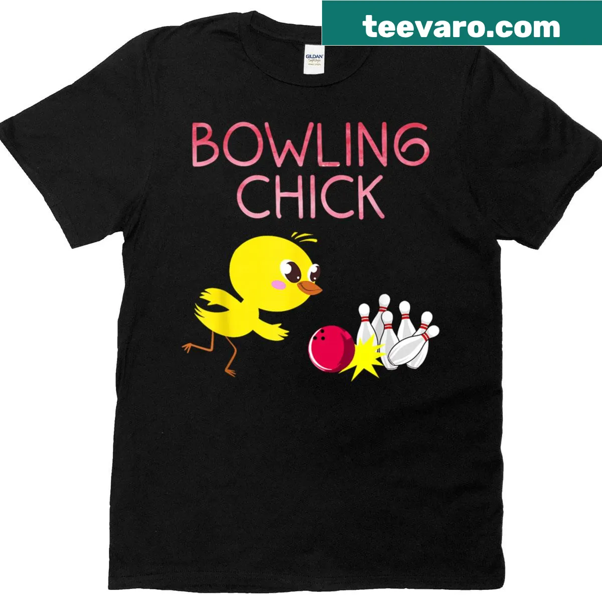 Humorous cartoon bowling T-shirt for women with a funny design. — on a men's t-shirt