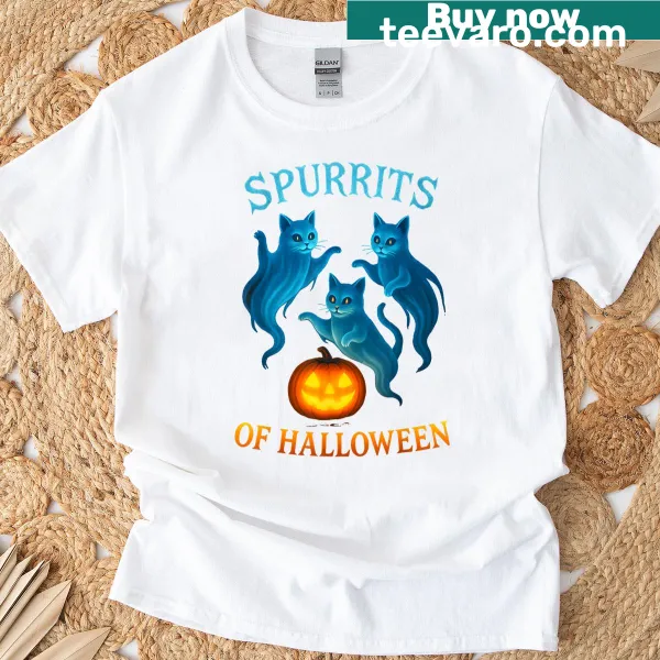 Funny ghost cats design for Halloween t-shirt