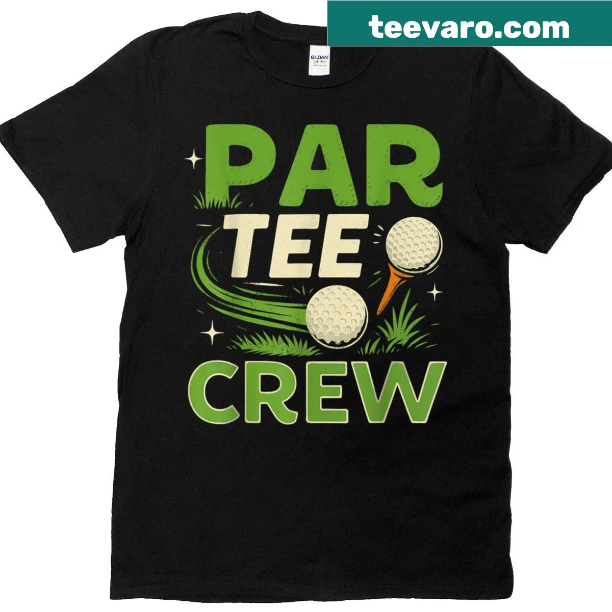 T-shirt featuring humorous golfing graphic for men and women — on a men's t-shirt