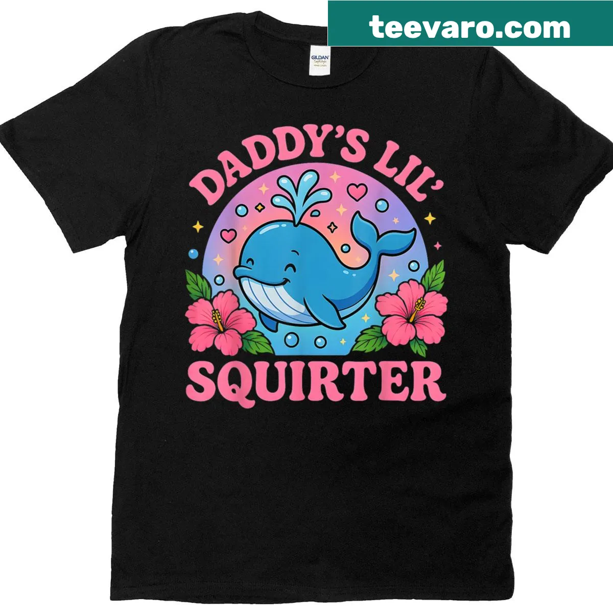 Humorous t-shirt with 'Lil Squirter' text and playful graphics — on a men's t-shirt