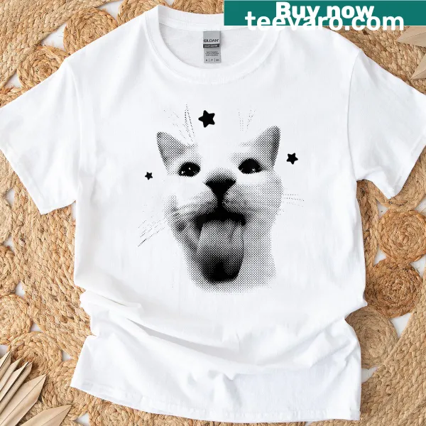 Vintage-style shirt featuring funny kitten meme design