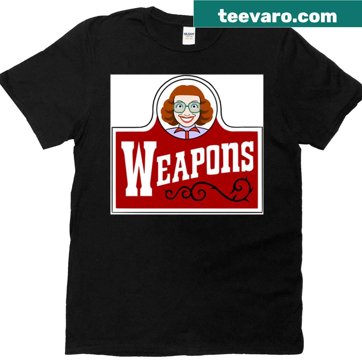 Gladys logo T-shirt from Weapons Wendys with playful design — on a men's t-shirt