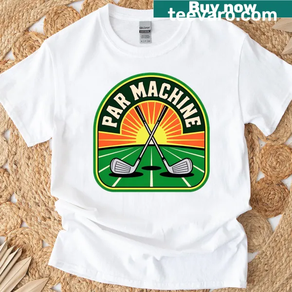 Typography design saying 'The Par Machine' on a golf T-shirt