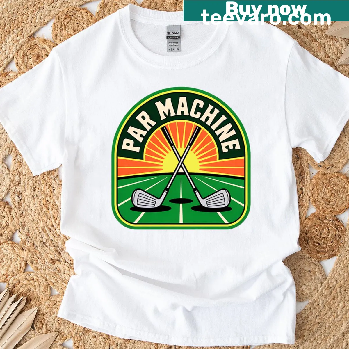 Typography design saying 'The Par Machine' on a golf T-shirt — on a men's t-shirt